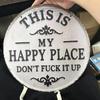 2D Flat Rustic Metal Garden Sign Happy Place Wall Art Decorative Outdoor Yard Plaque for House Porch