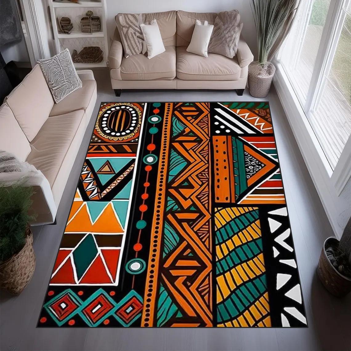 

Африканская саванна Этнический ковер Сафари Нескользящий Коричневый ковер Кухня Гостиная Спальня Столовая Коврик для пола 120X160CM