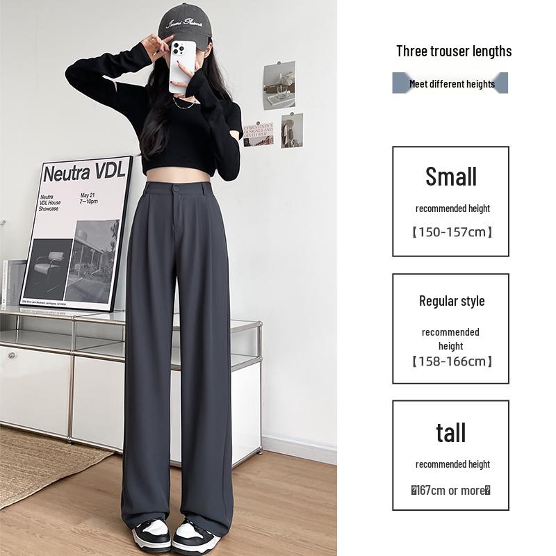 Women's Spring/Autumn 2025 Wide/ Narrow-Leg Suit Pants - High-End Drape, Small To Plus Sizes, Casual Straight Fit