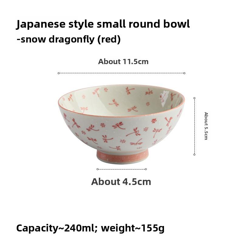 Japanese Ceramic Rice Bowl Set High Foot Soup Bowl Single Round Dishware for Home Use