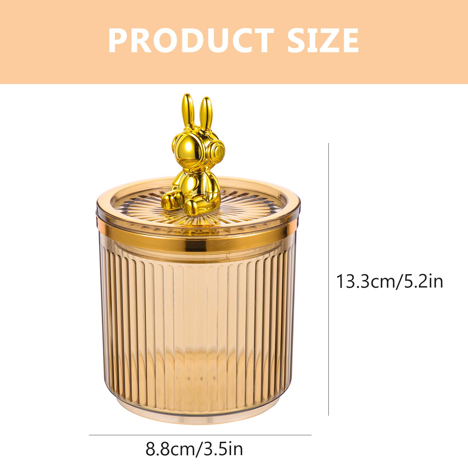 Space Rabbit Storage Jar Acrylic Transparent Canister Multifunctional Cotton Swab Holder Cotton Ball Organizer Bathroom Vanity золотистый