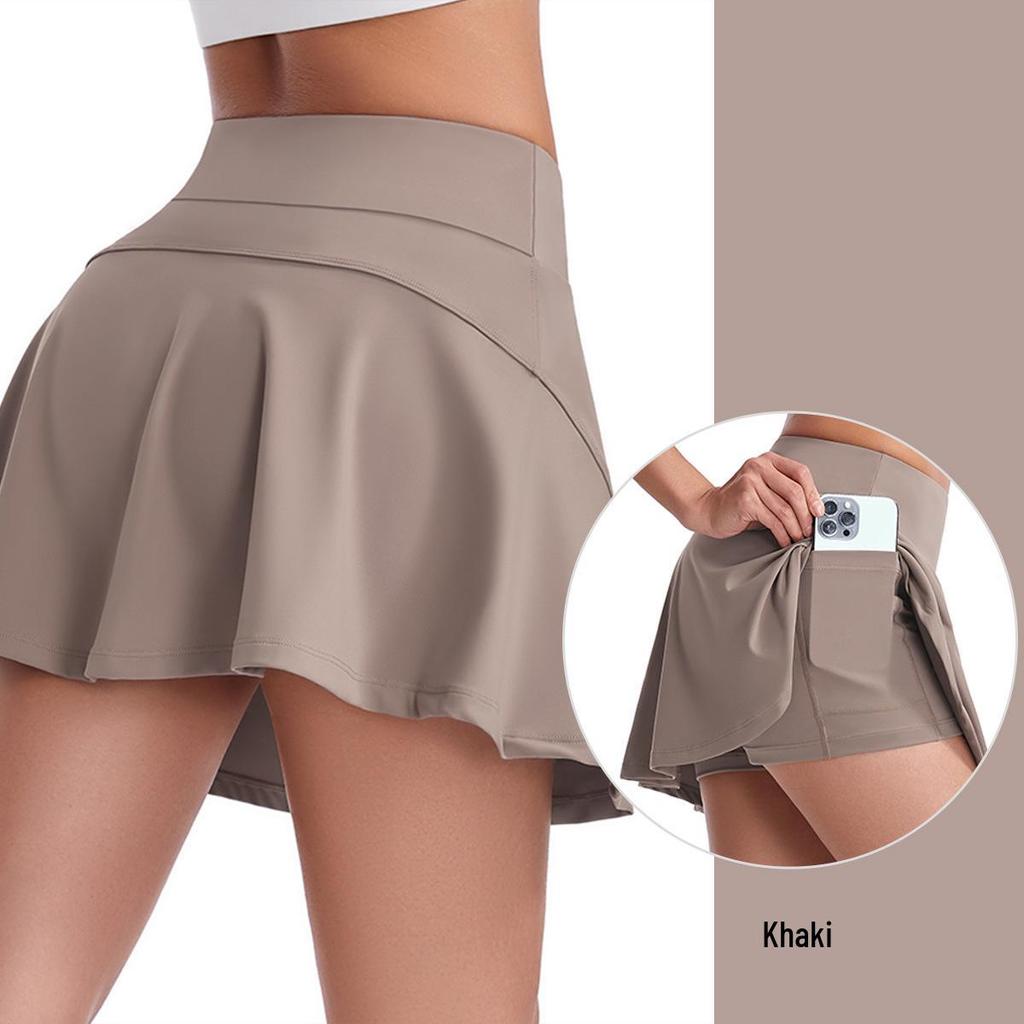 Women's High Waist Pleated Silk Mini Skirt - Perfect for Spring & Summer Sports, Yoga, Running, Fitness, and Tennis.