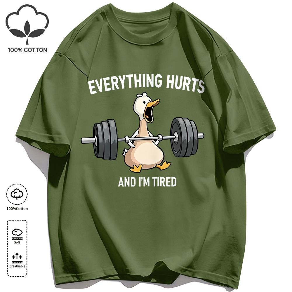 The Great Goose Striving For Fitness T-Shirt Unisex Loose Cotton Tee Trendy Summer Short Sleeve Unisex All-Match Hip Hop Clothing