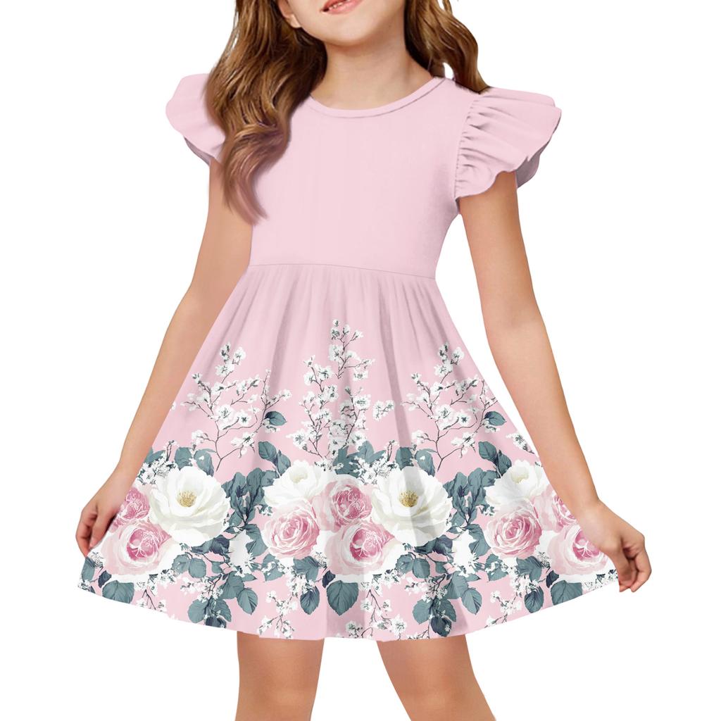 Girls' Summer Princess Dress , A,Line T,Shirt Dress Easter Day