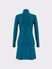 Petrolfarbenes Strickkleid mit Rollkragen