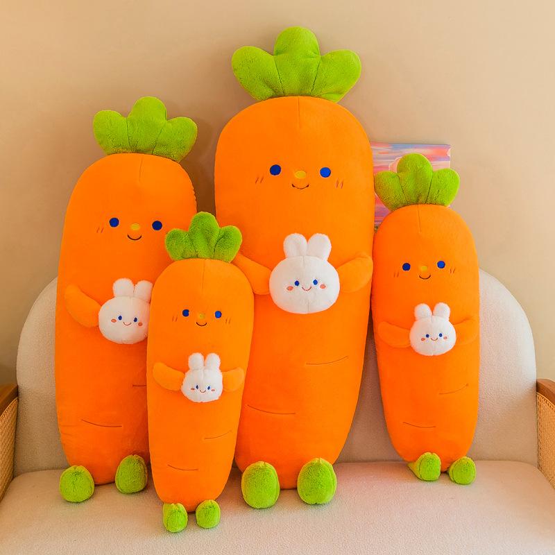 Large Fruit Pillow Carrot Rabbit Doll Plush Toy Girl Sleeping with Doll Pillow Birthday Gift