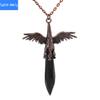 Natural crystal stone faceted hexagonal column retro winged pendant necklace European and American accessories