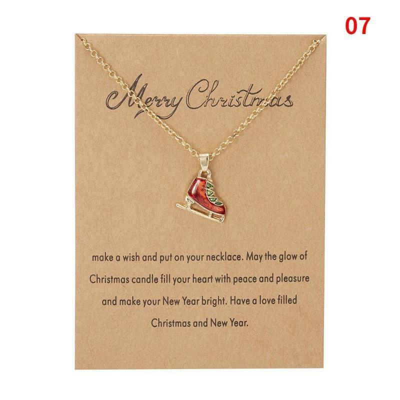 Charm Christmas Necklace for Women Men Merry Christmas Snowman Santa Claus Pendant Link Chain Necklace Xmas Jewelry Gifts