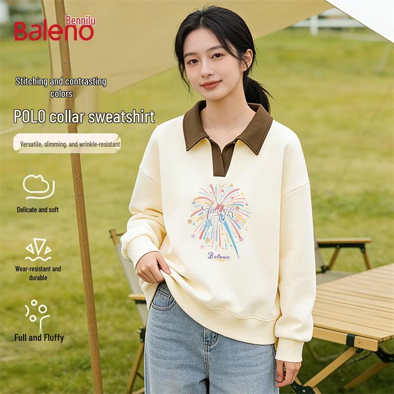 Baleno Women's Oversized Colorblock Polo Neck Sweatshirt