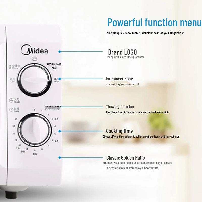 Midea Microwave Oven, Multifunctional 21L Mini Turntable, Mechanical Model M1-L213B.
