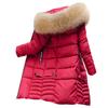 New Down Cotton-padded Clothes Women's Medium and Long Korean Version Fur Collar Slim-fitting Large-size Cotton-padded Clothes