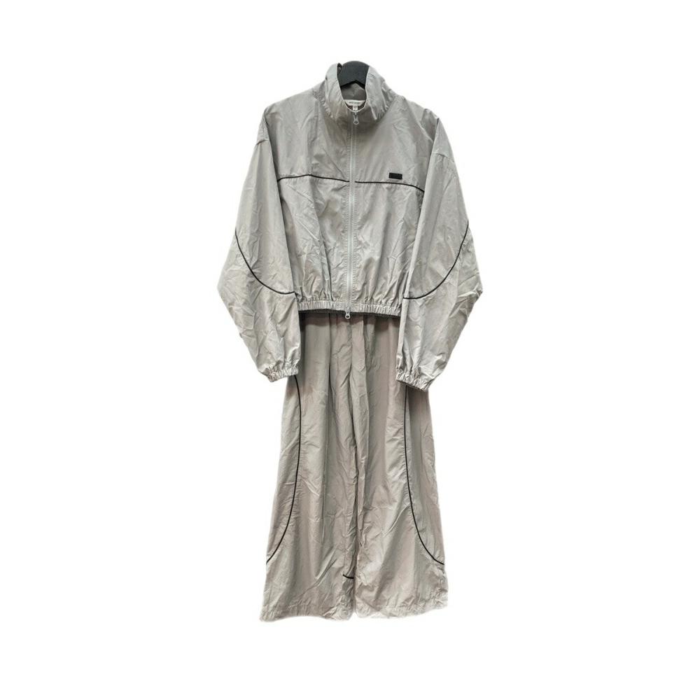 [Used] Mousy CURVED LINE jacket pants setup nylon with drawcord double zip track jacket GRAY gray 010GAS30-7140 setup logo gray F size 104LT-495