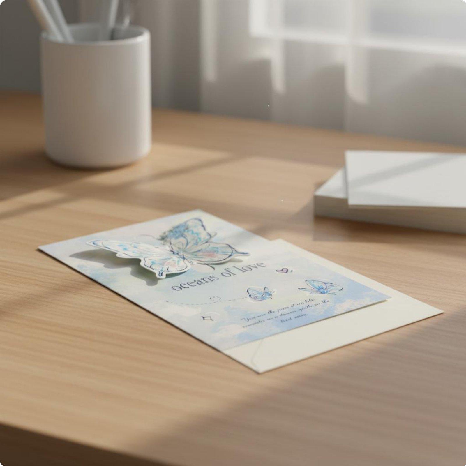 Three-Dimensional Flutterer Card Elegant Design Three-Dimensional Standing Flutterer Greeting Card Stationery Great Gift Thought