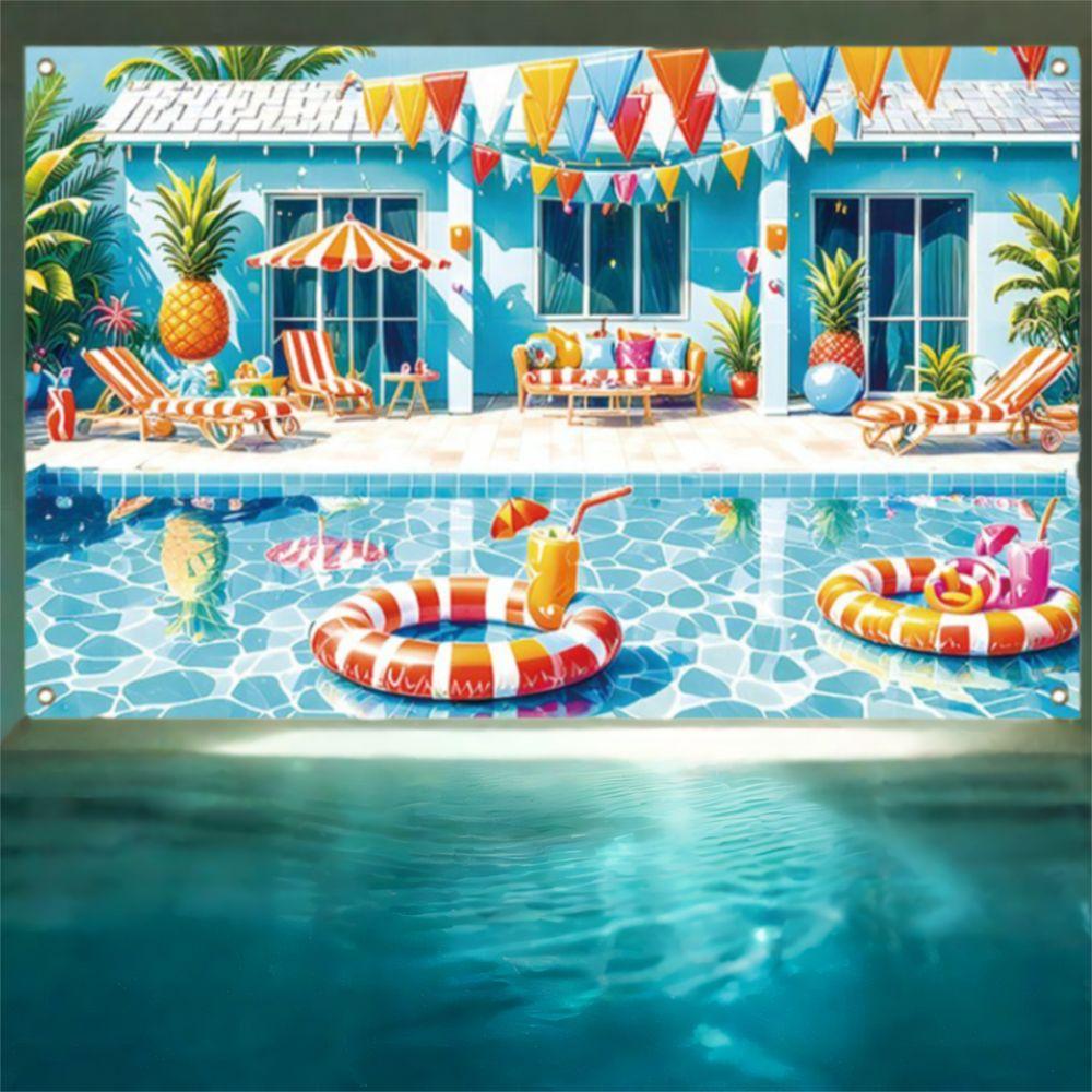 Pineapple Parasol Summer Beach Backdrop Tropical Theme Seaside Backdrop  Gender Reveal