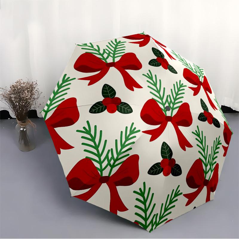 1pc Christmas Decorations Automatic Folding Umbrella - 8-Rib Automatic Open/Close, Portable Collapsible Compact Umbrella yy251218076