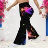 Women Plus Size High Waist Full Length Galaxy Printed Flared Pants