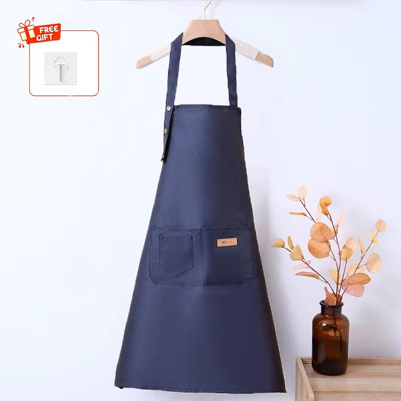 1 Stück Wasserdichte Ölbeständige Schürze mit Tasche Polycotton Fleckenabweisend Mode Küche Hausarbeit Restaurant Bar Geschäft Cafés Schürzen
