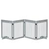 Freestanding Pet Gate 4 Panel Folding Wooden Dog Barrier W/ Support Feet