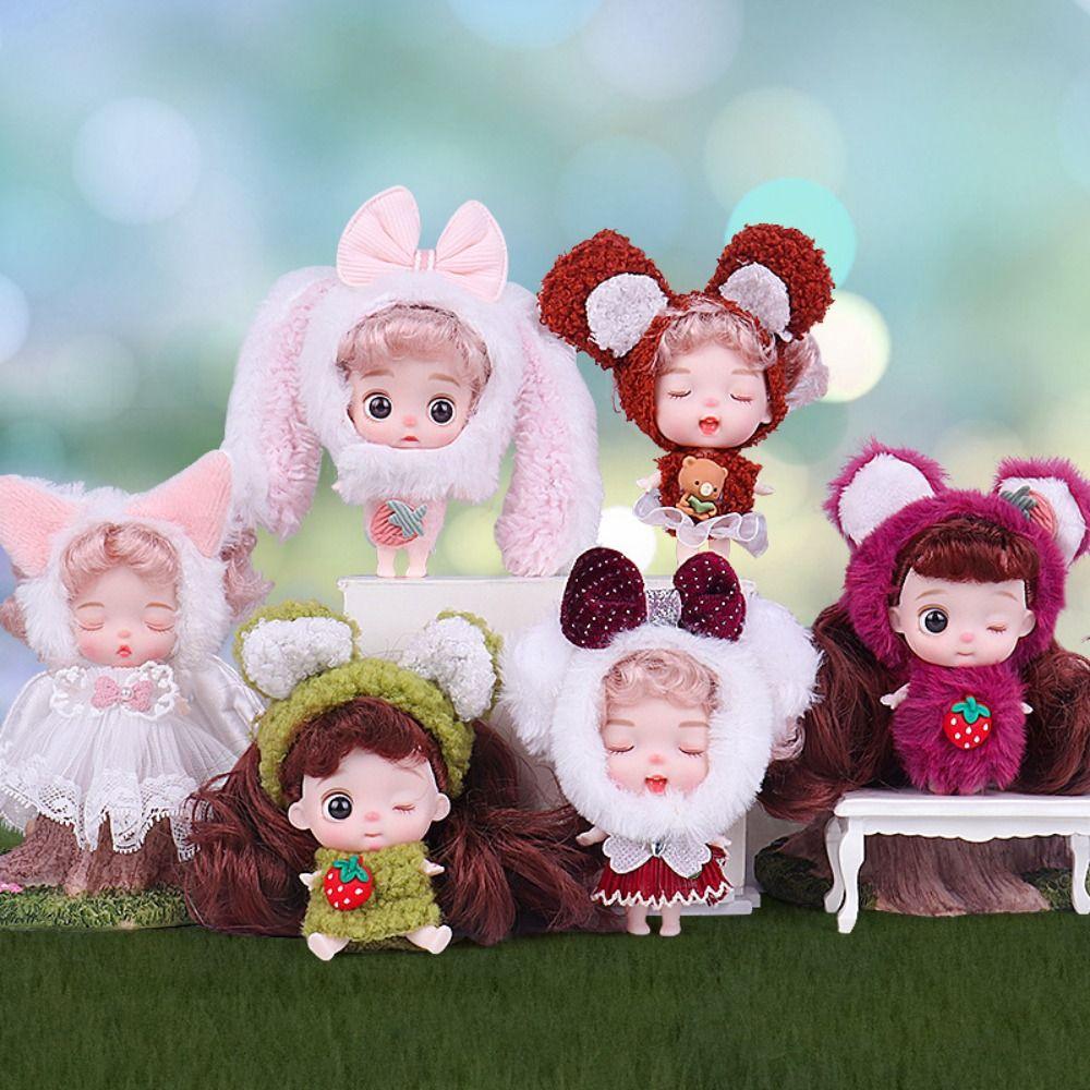 

10cm Movable Jointed Dolls 3D Toy Dolls Cute Girls Doll Figurine
