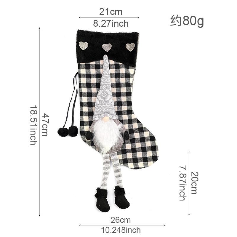 Weihnachts-Süßigkeitstüten Geschenk Plüsch Gitter Weihnachtsstrümpfe Süßigkeiten Geschenktüte Kreative Hängedekoration Neujahr Weihnachtsfeier Geschenktüte