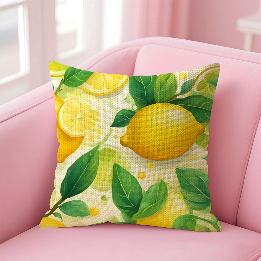 Lemon Fashion Cushion Cover Natural Linen Pillow Case DoubleSided Print Decorative Sofa Pillowcase Home Decor Gift