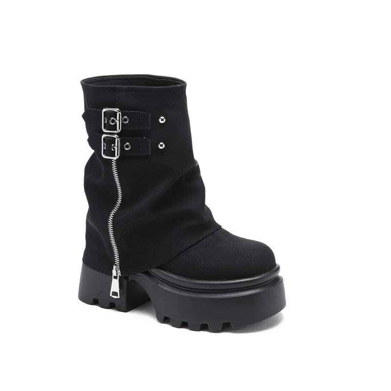 8596 Martin boots women s boots new autumn and winter mid-tube short boots thick heel fashion boots tube boots genuine 34