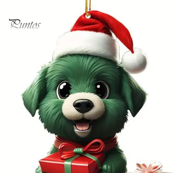 Vánoční ozdoba Živá barva Snadné zavěšení Roztomilý pejsek Závěsný přívěsek do auta Vánoční stromeček Akrylový přívěsek