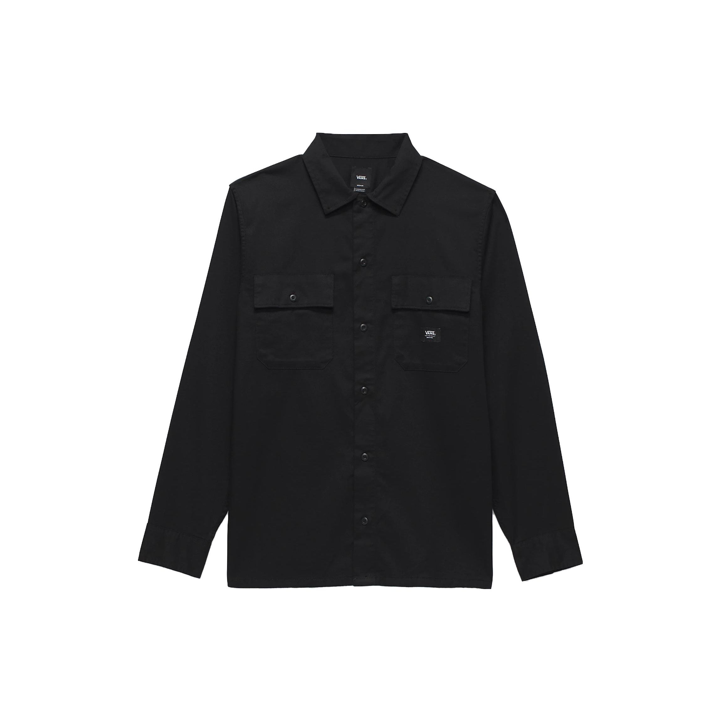 

Vans Sparwood Long Sleeve Button-Down Shirt Men Tops Black VN000AARBLK L