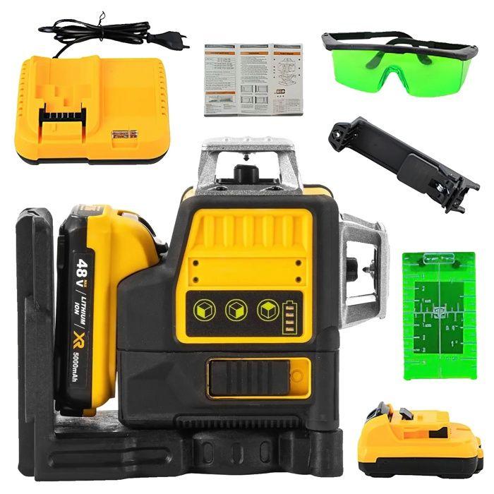 3D-Laser-Nivelliergerät - OEM - Gelb - 12 Linien - Vertikale und Horizontale Messung - Grüner Laser