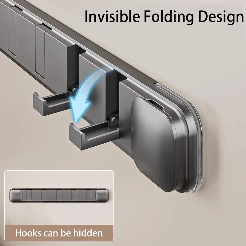 1PCS Suction Cup Hideable Coat Hook,Multi-functional Foldable Door Hooks for Entryway Bathroom,Home Storage Rack with 4/5/6 Hook