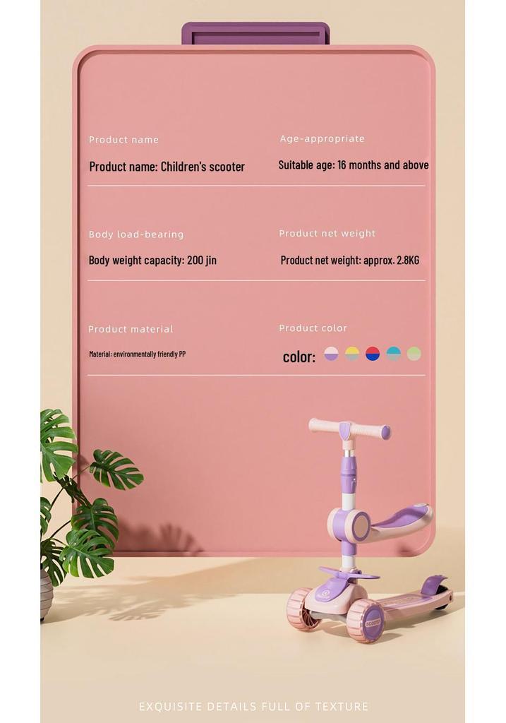 Verstellbarer 3-in-1 Kinderroller für Alter 1-10 (Gehhilfe, Fahrbar, Pedal) für Jungen & Mädchen