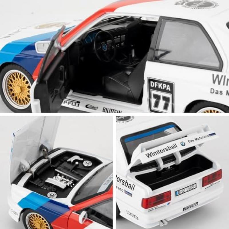 Imtfzct 1:M3 Die-Cast Modellauto im Maßstab 1:24, Weiße Sammleredition mit Sound & Licht und Rückziehfunktion, Spielzeugauto Geschenk für Kinder