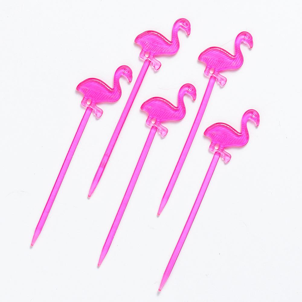 Flamingo Fruit Pick Forks - Reusable Plastic Pastry & Fruit Needles