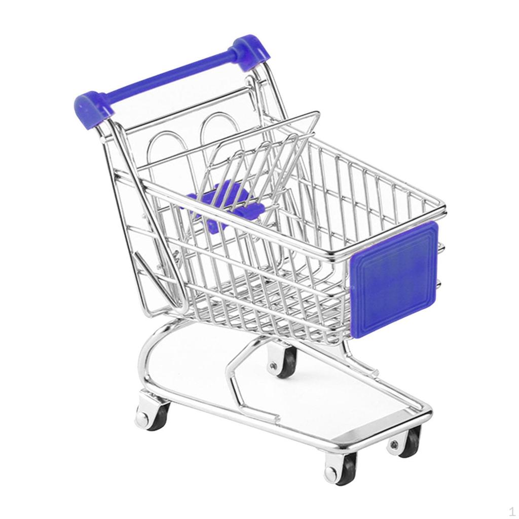 Children's Push Cart Toy, Mini Shopping for Supermarket Play, Metal Handcart Accessory