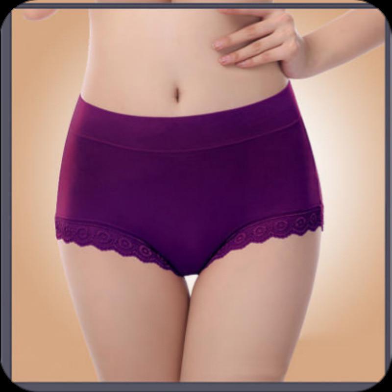 

Comfortable And Breathable Modal Cotton High Waist Triangle Women Underwear For All Seasons Dark Purple,XL