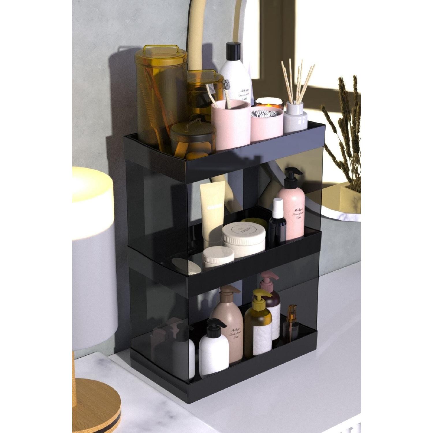 

Makeup, Jewelry And Care Products Organizer Shelf Stand Two-layer Multi-purpose Organizer Storage Set чёрный