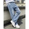 2026 Loose High-Waisted Wide Leg Denim Jeans Men Hip Hop Style Straight Cut Casual Blue Washed Cotton