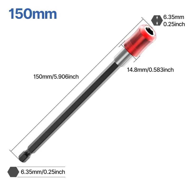 1/3pcs Hexagonal Handle Red Three Piece Set Quick Release Self-locking Extension Rod 60/100/150mm Screwdriver Head Extension Rod