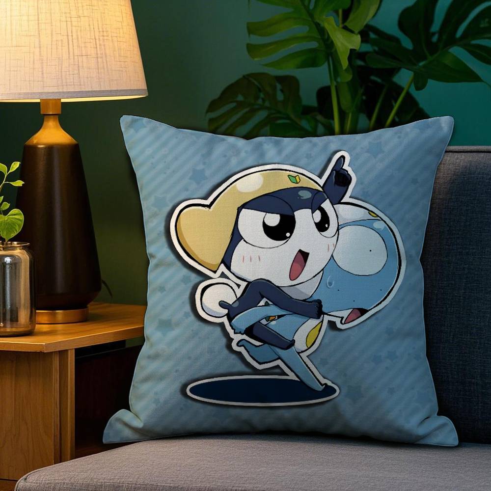 KKeroro GGunsou Frog Pillow Case Plush Fabric Soft Double Sided Print Sofa Cushion Cover Throw Pillow Covers