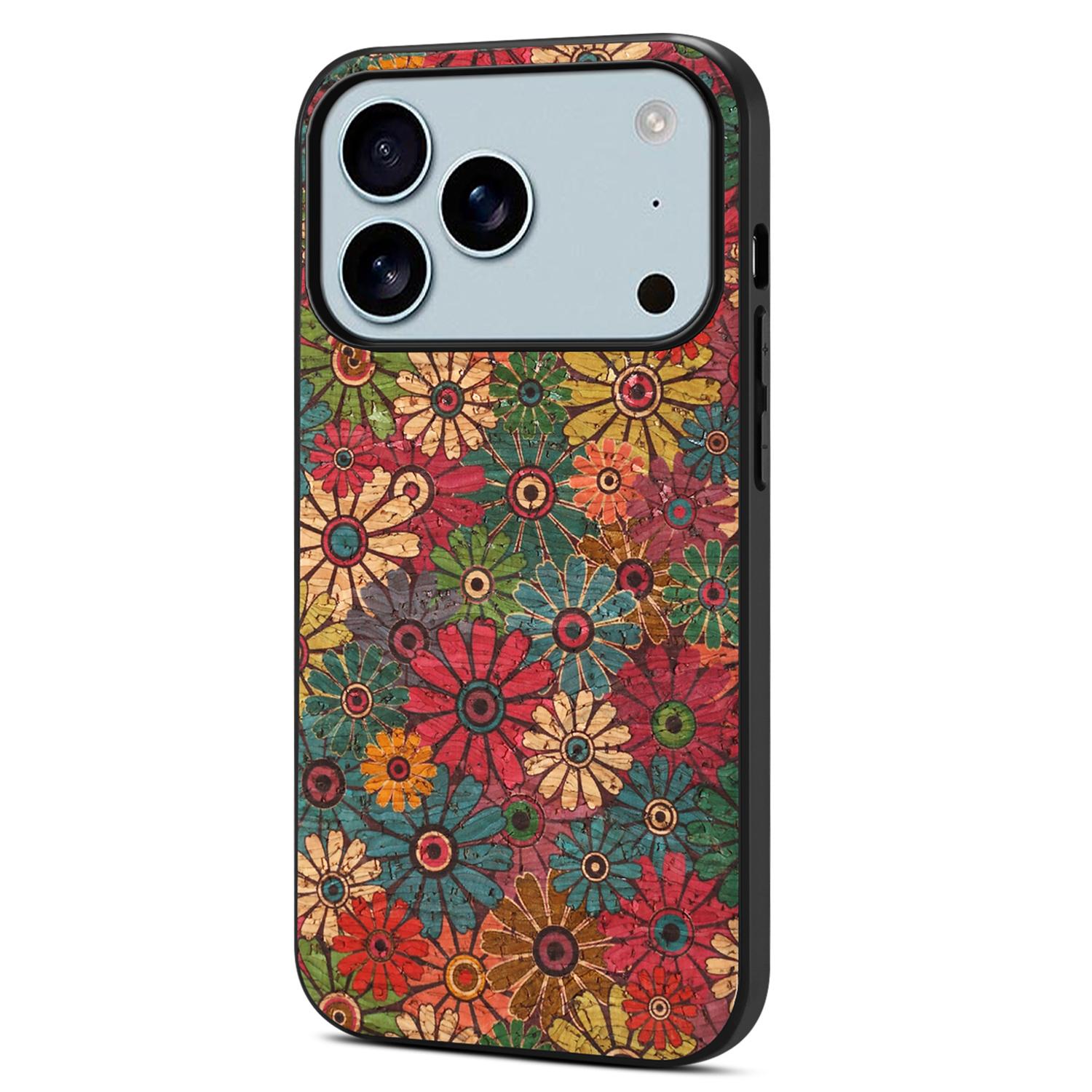 

For iPhone 17 Pro Max Case Flower Print PU Leather + PC + TPU Phone Cover D