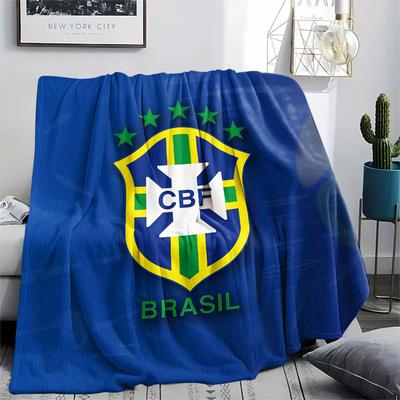 Brazil National Team CBF Printed Flannel Blanket, Soft Throw for Bedroom Sofa, Washable,soccer Fan Merchandise, Great Gift.