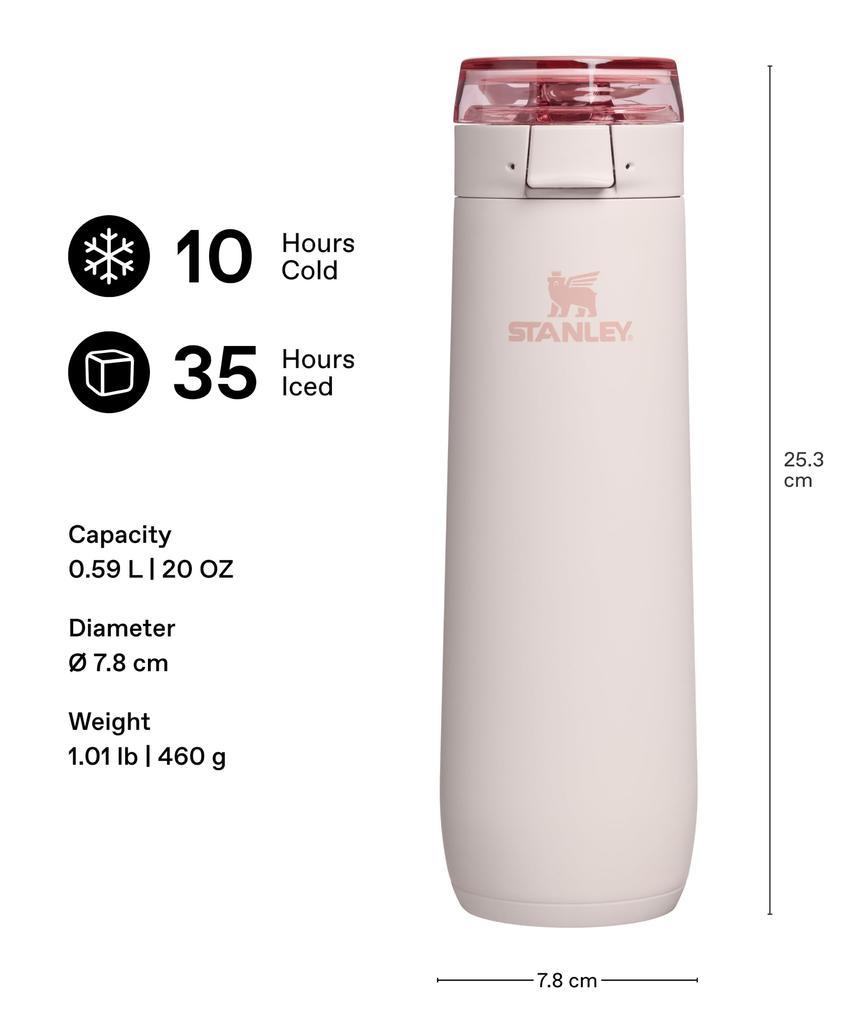 Stanley 1913 Flowstate Spring Vacuum Insulated Bottle, Rose Quartz, 0.59 L