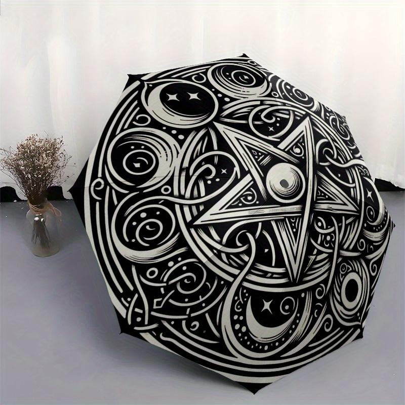 "Enchanted Pentagram: Mystical Symbol Wall Art"Umbrella, Portable 3-Fold Compact Umbrella for Men & Women ES48