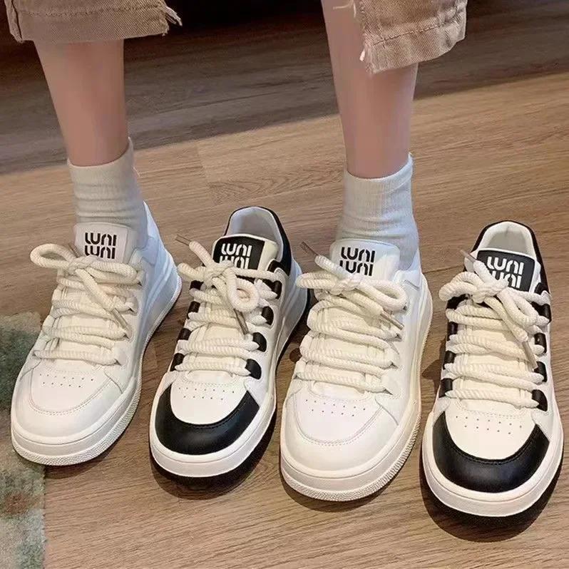 White Casual Sport Sneakers for Women Spring Autumn New Designer Board Luxury Shoes Female Fashion Solid Color  Mujer