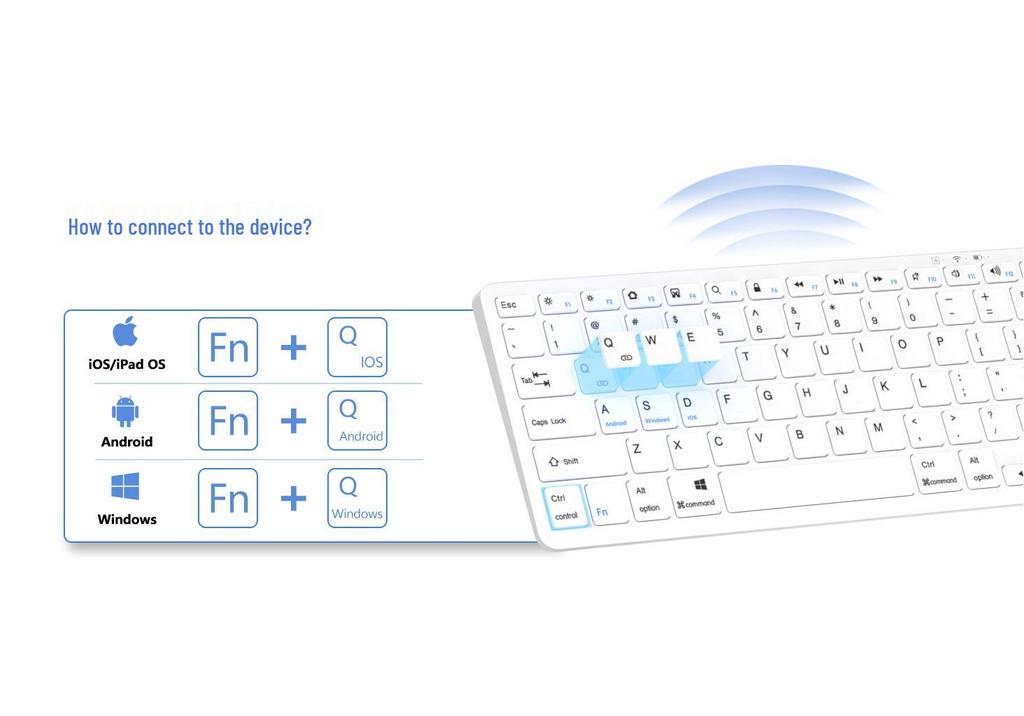 Silent Wireless Bluetooth Keyboard for iPad and Samsung S8 Tablets