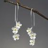 Silvery Vintage Flower Dropped Earrings for Ladies and Girls with Ethnic Elegant Style