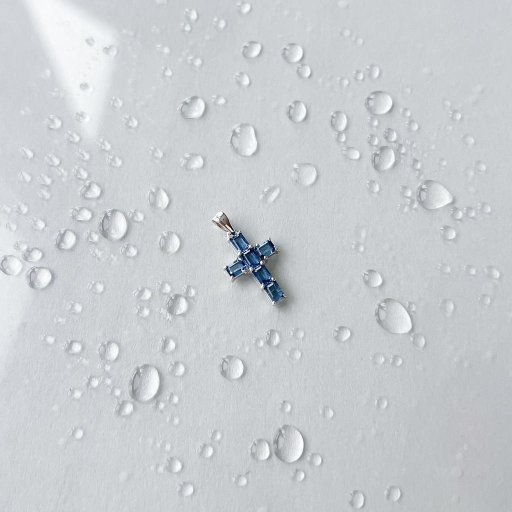 Silver Cross with Tanzanite Nano 1.255ct (2151708)