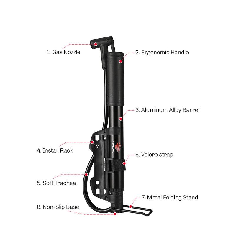 RION Bicycle Pump Portable Aluminum Bike Pumps UK FR US Valve Inflator Mountain Road Bike Accessories Lightweight Multi-function