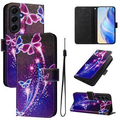 Luxusní malovaný kožený kryt s motýly, peněženka, PU kožený kryt knížkového typu pro Samsung Galaxy S21 S22 S23 S24, Note20, A13 A15 A16 A06 A54...
