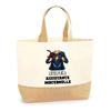 Tote bag - PLANETEE - Super Assistante Maternelle Femme - Jute naturel - Multicolore imprimé - Fabriqué en France
